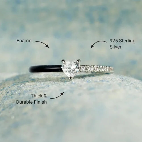 Vista 4 de STORYJEWELLERY Anillo de pureza, anillos de promesa para ella, anillos de corazón para mujer, delicados anillos de plata de ley 925 para mujer