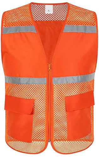 Vista 12 de TOPTIE Chaleco de seguridad de malla con cremallera, chaleco de uniforme de voluntario del equipo, chaleco reflectante para correr con bolsillos