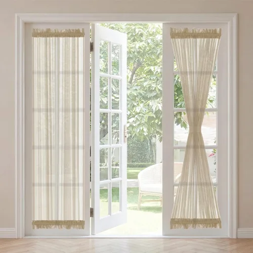 Vista 51 de H. Versailtex Lino Natural y Poly semi-láminas Premium suaves y ricos materiales paneles de cortina con abrazadera ajustable para patio Gris