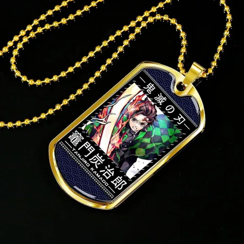 Vista 2 de HUTAKA68 Tanjiro Kamado - Collar de Demon Slayer Kimetsu no Yaiba, llavero con dije de etiqueta para perro, colgantes de Kamado y llavero japonés