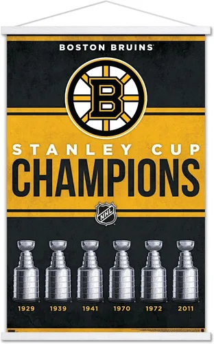 Vista 7 de Trends International NHL Boston Bruins - Póster de pared con marco magnético de Champions 23 Juego de perchas de madera de haya y impresión de alta
