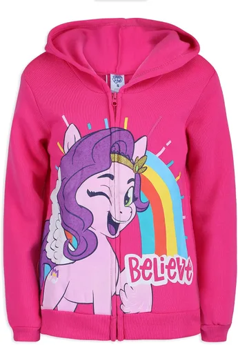Vista 2 de My Little Pony Hasbro - Conjunto de camiseta de manga corta con capucha y pantalones para niñas pequeñas y grandes, color rosa, blanco y azul