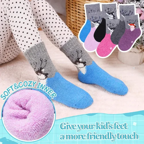 Vista 2 de Eocom - Medias de invierno cálidos de lana para niños y niñas, 6 pares