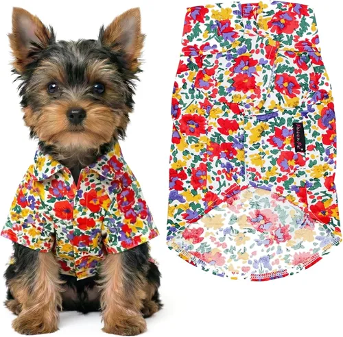 Vista 50 de Parisian Pet Camisa para perro de Amazonia - Ropa de algodón para perros pequeños - Elegante traje tropical para perros - Ropa ligera y suave