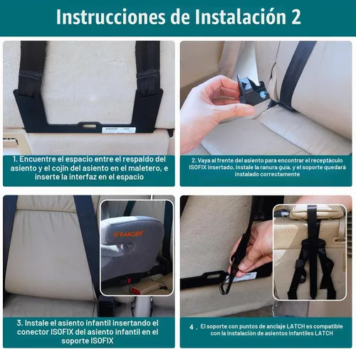 Vista 6 de Kit de anclaje universal para asiento de niño, soporte de montaje de asiento de automóvil, soporte de interfaz de pestillo universal extendido