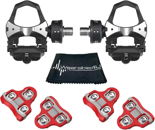 Vista 4 de Favero Assioma Duo - Medidor de potencia para ciclismo con tacos adicionales y paño de limpieza