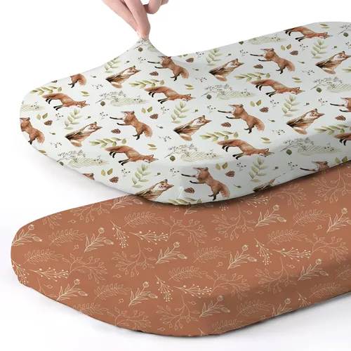Vista 80 de Pack n Play Sheets BROLEX - Juego de 2 sábanas para cuna, juego de sábanas elásticas y portátiles para cuna, funda de colchón convertible