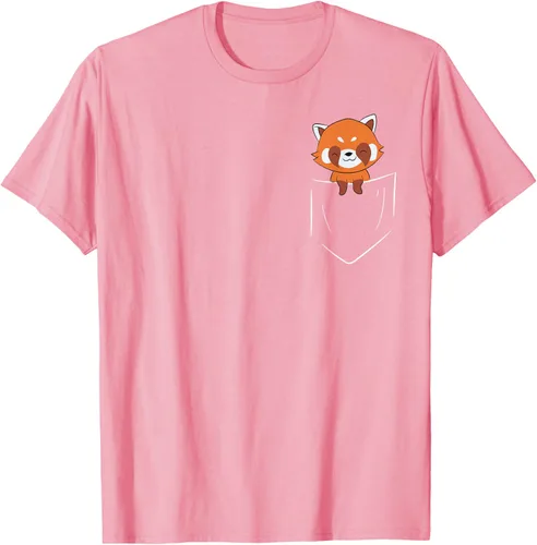 Vista 73 de Funny Red Panda In Pocket - Camiseta con bolsillo, Negro, S