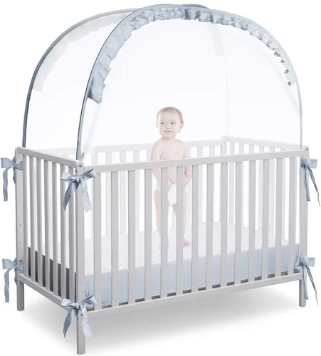 Vista 12 de L RUNNZER Tienda para Pack N Play, Tienda para Cuna de Bebé para Evitar que el Bebé se Escape Trepando, Red Emergente para Cunas para Pack and Play