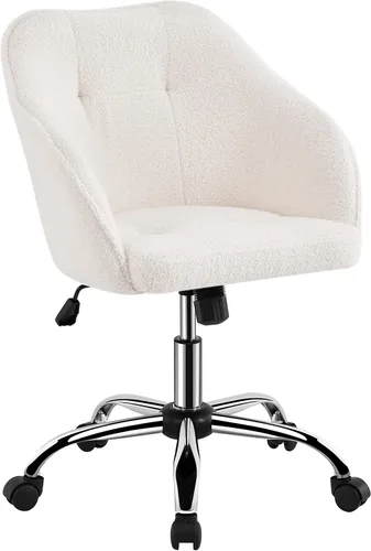 Vista 10 de Yaheetech Silla de oficina de altura ajustable con respaldo medio, giratoria, grande, silla de escritorio, silla de computadora con ruedas