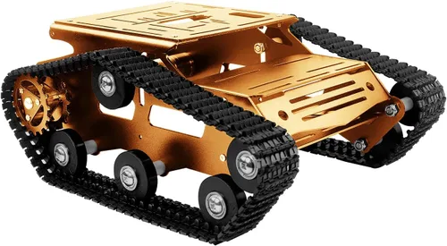 Vista 12 de Kit de chasis de coche robot inteligente, chasis de tanque grande de metal completo con motores de 2WD para Arduino Raspberry Pi Jetson Python DIY