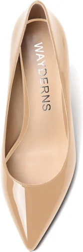 Vista 3 de WAYDERNS Zapatos de tacón alto con cuña para mujer, con puntera puntiaguda, de 3.3 pulgadas