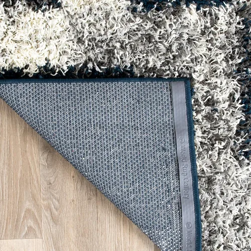 Vista 7 de Rugshop Alfombra de felpa de cuadros modernos desgastados azul marino, no desprende pelusa, suave para sala de estar, comedor y oficina, 7 pies 10