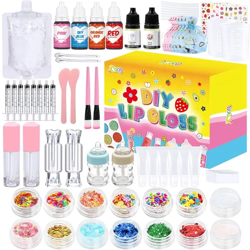 Vista 2 de Jcoos Kit de fabricación de brillo de labios, kit de brillo de labios divertido para niños, haz tu propio kit de brillo de labios