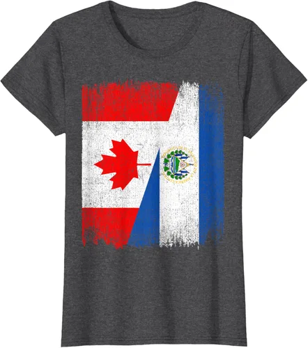 Vista 6 de Camiseta Half Canada El Salvador Flag Canadian Salvadoran Pride Roots