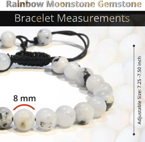 Vista 163 de Adjustable Crystal Bracelet – Gemstone Bead Bracelet with Adjustable Macrame String – Chic Gemstone Bracelet for Men and Women – 8mm Round Healing