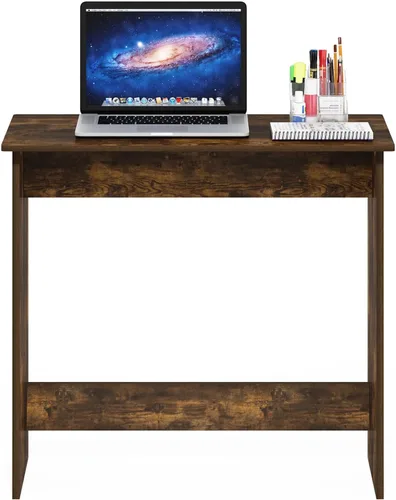 Vista 4 de Furinno Simplistic - Escritorio rústico para computadora de 31 pulgadas, escritorio de oficina pequeño, escritorio rectangular de oficina en casa
