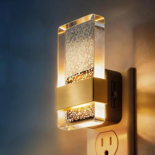 Vista 15 de DORESshop Luces nocturnas LED enchufables a la pared, luz nocturna regulable de 3 niveles, luz nocturna decorativa de burbujas, sensor de atardecer