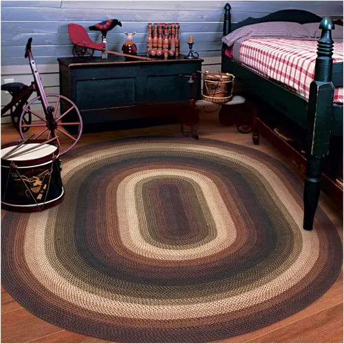 Vista 119 de Homespice Apple Pie - Alfombra ovalada roja de 2 x 3 pies, alfombra de cocina trenzada para decoración primitiva y rústica, reversible, yute sin