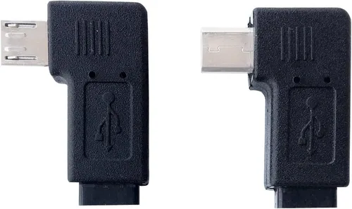 Vista 4 de Posdou 1 par derecha izquierda 90 grados ángulo micro USB macho a micro USB hembra adaptador