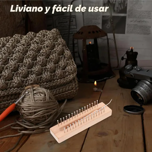 Vista 7 de ARTIBETTER Juego de telar de madera hecho a mano con gancho para sombrero, bufanda, calcetines, suéter, tejer, accesorios de telar