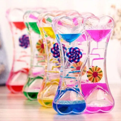 Vista 7 de MG554zy0 Doble Corazón Líquido Movimiento Burbuja de Goteo Aceite de Arena Reloj Temporizador Reloj de Juguete para Niños Regalo Doble Corazón