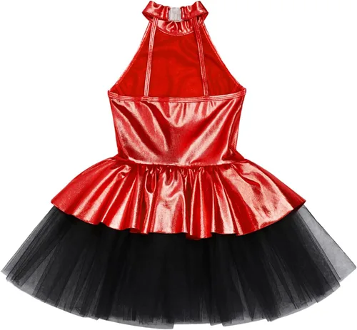 Vista 31 de CHICTRY Vestido tutú de ballet con lentejuelas brillantes para niñas y niñas, moderno disfraz de baile latino de jazz