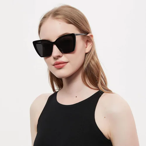 Vista 3 de Mosanana Gafas de sol de ojo de gato de gran tamaño para mujer, estilo moderno, modelo GLAM