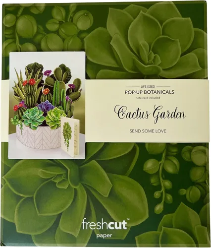 Vista 5 de Freshcut Paper Tarjetas de felicitación desplegables, Jardín de Cactus, plantas de casa de papel tamaño real de 12 pulgadas en 3D, tarjeta