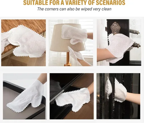 Vista 6 de 40 guantes para lavar platos no tejidos, toallas de limpieza para zapatos, polvo, paño suave, guantes de limpieza para limpieza, bolsa de zapatos