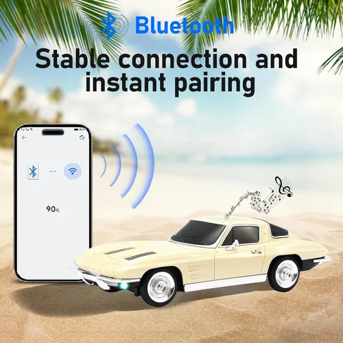 Vista 3 de WSTER WS-1969 Retro Sports Car Bluetooth Replica Altavoz - Modelo inalámbrico portátil con sonido HD, emparejamiento estéreo TWS, radio FM