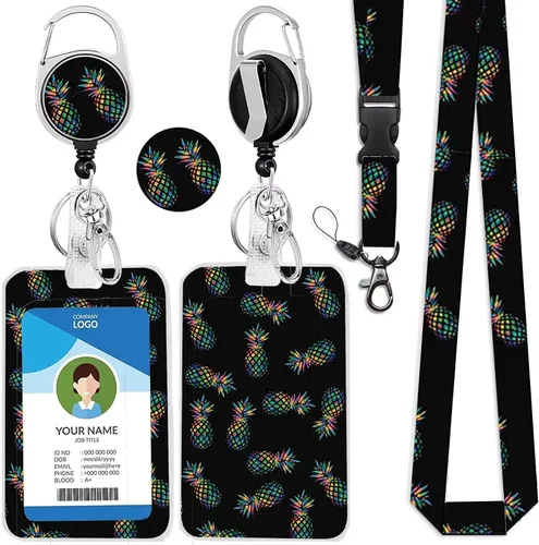 Vista 14 de Cordones azul bebé para llaves Portador de Insignias, Carrete de Insignias Retráctil con Clip de Mosquetón y Cordón Desmontable, Linda Tarjeta