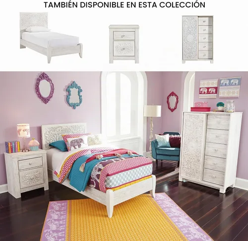 Vista 6 de Signature Design by Ashley Cómoda alta blanca para dormitorio, vestidor
