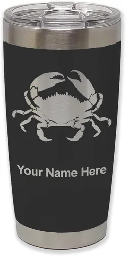 Vista 11 de LaserGram Vaso aislado al vacío de 20 onzas, cangrejo, grabado personalizado incluido (camuflaje verde)