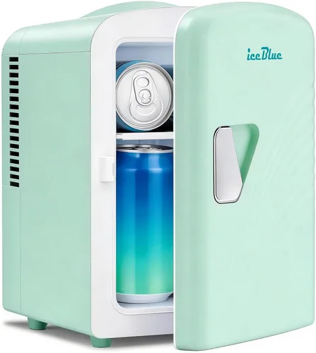 Vista 12 de Iceblue Mini nevera, 4 litros/6 latas de maquillaje con ondulado retro Blanco