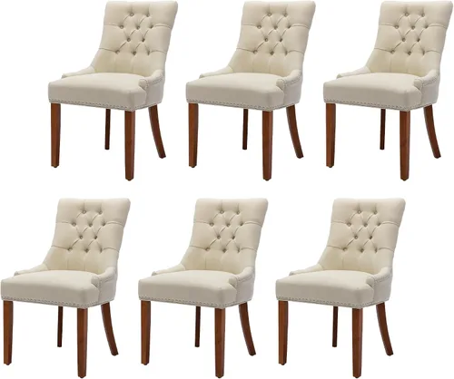 Vista 33 de Juego de 4 sillas de comedor modernas con respaldo, color beige