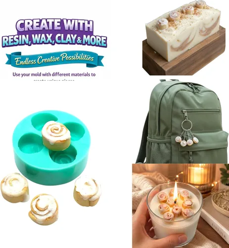 Vista 6 de Molde para miniaturas de rollos de canela - Molde de silicona para mini rollos de canela incrustados. Para decoraciones de velas, joyería, mini