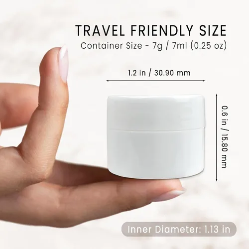 Vista 2 de Beauticom - Recipiente de plástico de doble pared grueso de 0.25 onzas (0.25 onzas) blanco con tapa forrada de espuma para pastillas, medicamentos