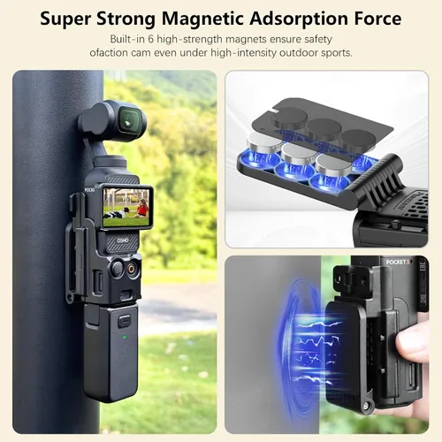 Vista 3 de AMAZEAR Combo de soporte de montaje magnético y cubierta protectora de lente cardán para DJI Osmo Pocket 3/Xtra Muse Gimbal Vlogging accesorios