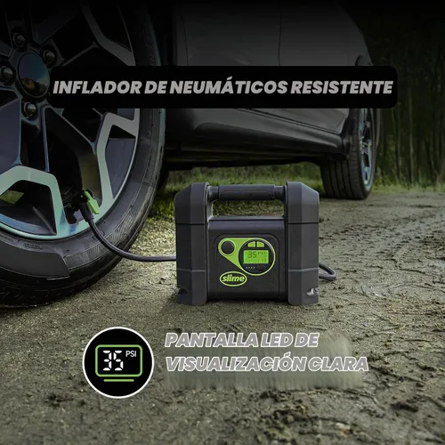 Vista 6 de Slime 40080 Inflador de neumáticos inalámbrico, bomba de compresor de aire portátil resistente con apagado automático, batería de iones de litio