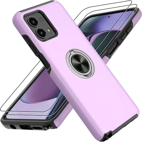 Vista 102 de Gritup - Funda para Galaxy A05S con protector de pantalla HD×2, funda protectora para teléfono a prueba de golpes con soporte magnético de anillo