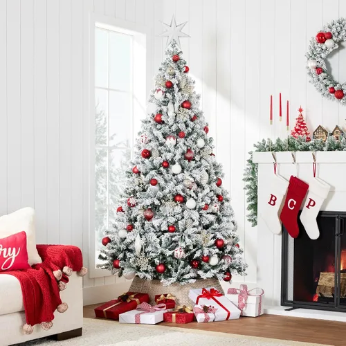 Vista 2 de Best Choice Products - Árbol artificial de Navidad flocado, pino de 1.4 m, premium, sin iluminación, con ramas completas, soporte de metal - Verde