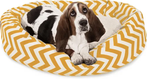 Vista 20 de Cama para perro de 24 pulgadas, color negro Chevron Sherpa Bagel