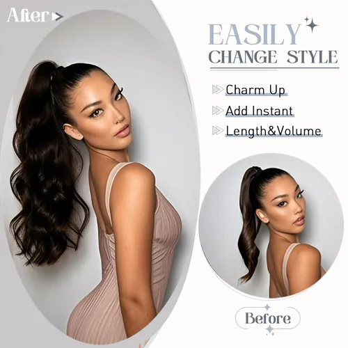 Vista 87 de Rich Choices Extensión de cola de caballo con clip de garra, cabello humano real, una pieza, extensiones de cabello largo Remy para mujer, #18P613