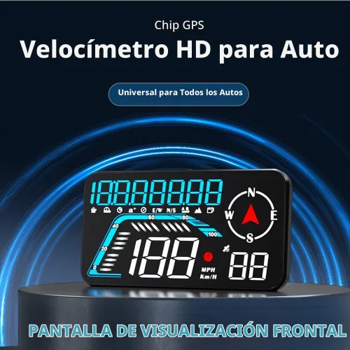 Vista 4 de Riloer Pantalla frontal para automóvil con chip GPS, brújula y sensor de luz, HUD con pantalla LED HD de 5.5 pulgadas (12.18 * 6.85cm), pantalla