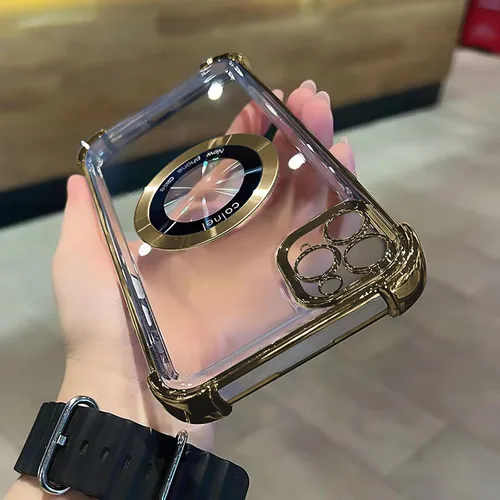 Vista 68 de Funda magnética transparente para iPhone 11, funda de lujo con cuatro esquinas brillantes, protección a prueba de golpes de grado militar