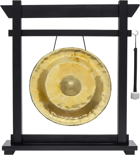 Vista 5 de Gongs de pezón dorado tailandés en soportes, incluye gong, tu elección de soporte y maza/tono brillante transparente/gong fabricado en Tailandia