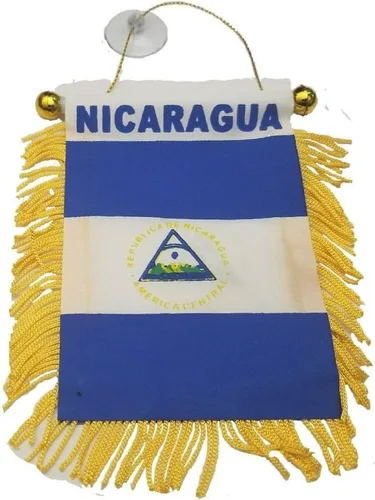 Vista 2 de BUNFIREs Bandera de Nicaragua Mini Banner Espejo Retrovisor Ventana Coche Hogar Orgullo Nicaragüense