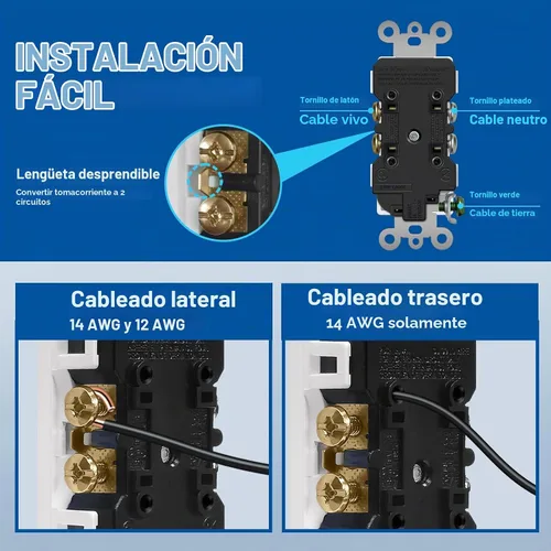 Vista 4 de CML - Toma de corriente decorativa de 15 amperios, paquete de 20 tomas de corriente estándar con placa de pared sin tornillos, resistente a