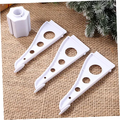 Vista 9 de INOOMP Soporte para árbol de Navidad, base de árbol de Navidad artificial blanca, soporte para árbol de Navidad, soporte giratorio de repuesto